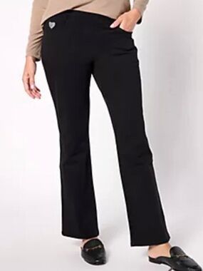 Quacker Factory DreamJeannes Flat Waistband Bootcut Black Jeans 1X